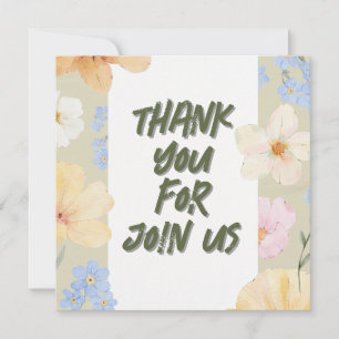 Watercolor Floral Illustration Wedding Thank You Card