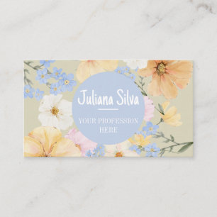 Watercolor Floral Illustration with QR Business Card
