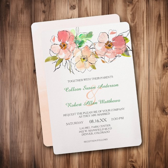 Watercolor Floral Impression Wedding Invitation (Creator Uploaded)