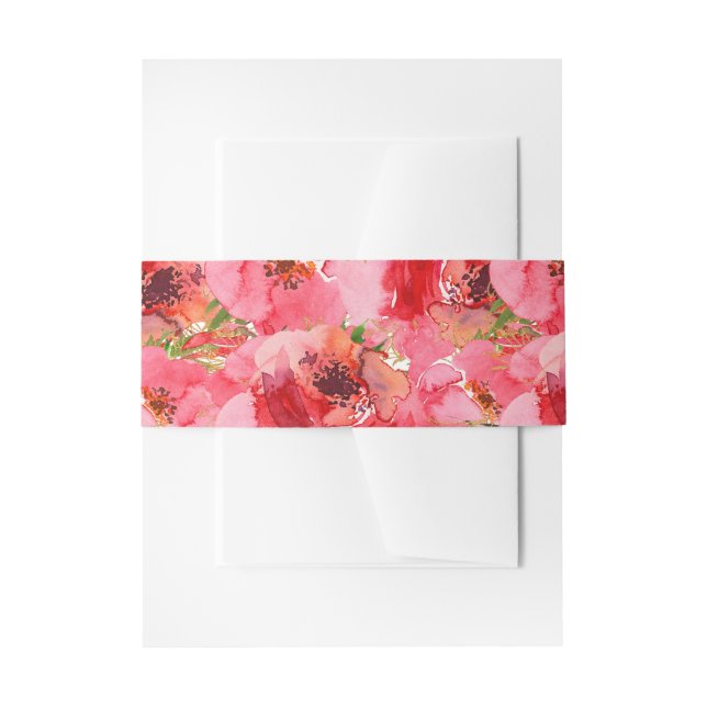Watercolor Floral Invitation Belly Band (Front Example)