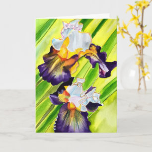 Watercolor floral iris flower card