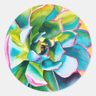 Watercolor floral iris flower classic round sticker