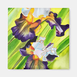 Watercolor floral iris flower magnet