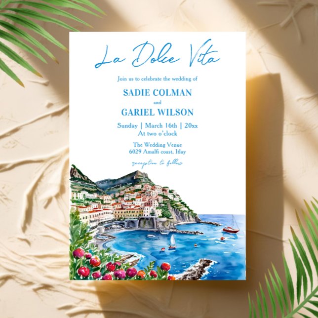Watercolor Floral Italian Amalfi Coast Wedding   Invitation (Creator Uploaded)