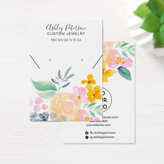 Watercolor floral jewellery earring necklace displ (Desk)