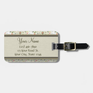 Watercolor Floral Kaleidoscope with Monogram Luggage Tag