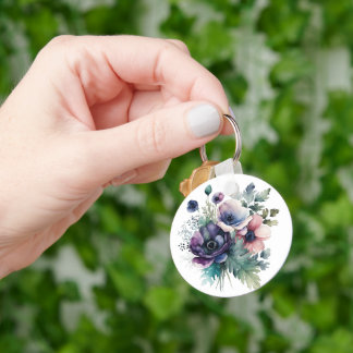 Watercolor floral  key ring