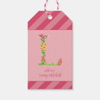 Watercolor Floral 'L' Monogram Favour Tag