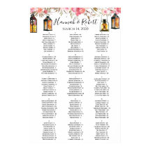 Watercolor Floral Lanterns Wedding Seating Chart