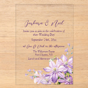 Watercolor Floral Lavender Acrylic Invitations