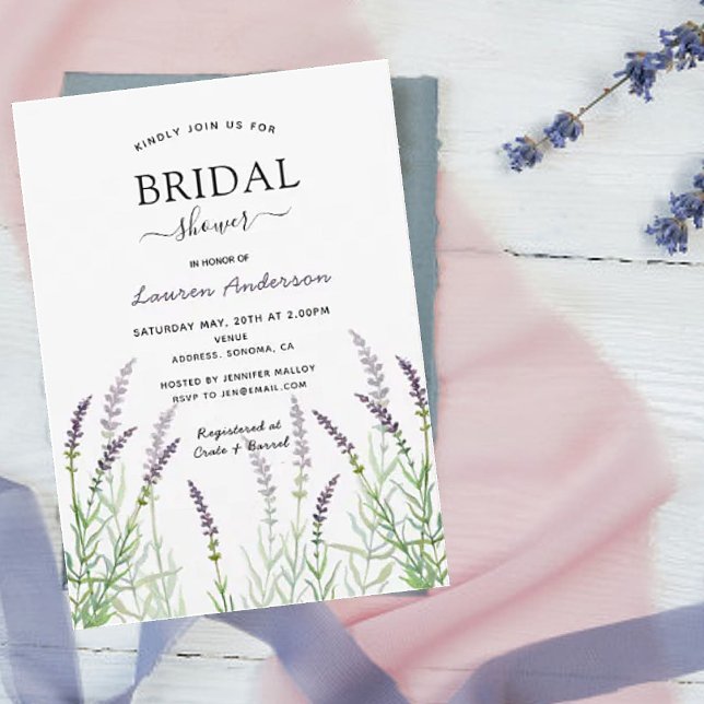 Watercolor Floral Lavender Bridal shower Announcement (Creator Uploaded)
