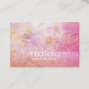 *~* Watercolor Floral Lavender Gold Peach Glitter Business Card
