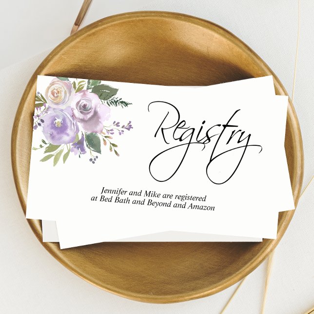 Watercolor Floral Lavender Lilac Wedding REGISTRY Enclosure Card (Creator Uploaded)