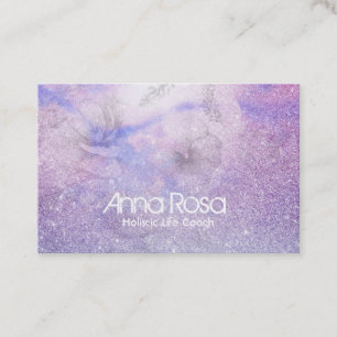 *~* Watercolor Floral Lavender Magenta Glitter Business Card