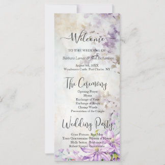 Watercolor Floral Lavender Wedding Program
