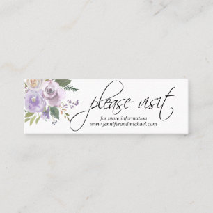 Watercolor Floral Lavender Wedding WEBSITE Info Mini Business Card