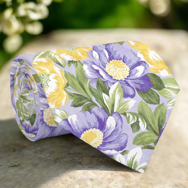 Watercolor Floral & Leaves Elegant Pattern Tie (Creator Uploaded)
