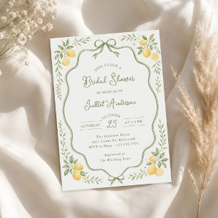 Watercolor Floral Lemon Citrus Bridal Shower Invitation