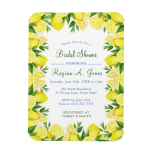 Watercolor Floral lemon fruit seamless border Magnet
