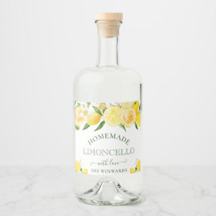 Watercolor Floral Lemons Homemade Limoncello Liquor Bottle Label