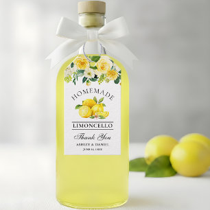Watercolor Floral Lemons Limoncello Wedding Gift Tags