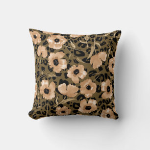 Watercolor Floral Leopard: Endless Pattern Cushion