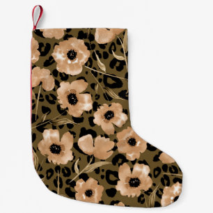 Watercolor Floral Leopard: Endless Pattern Small Christmas Stocking