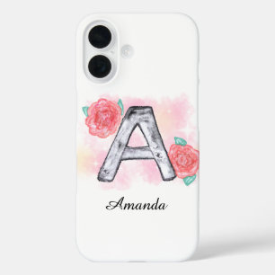 Watercolor Floral Letter A iPhone 16 Case