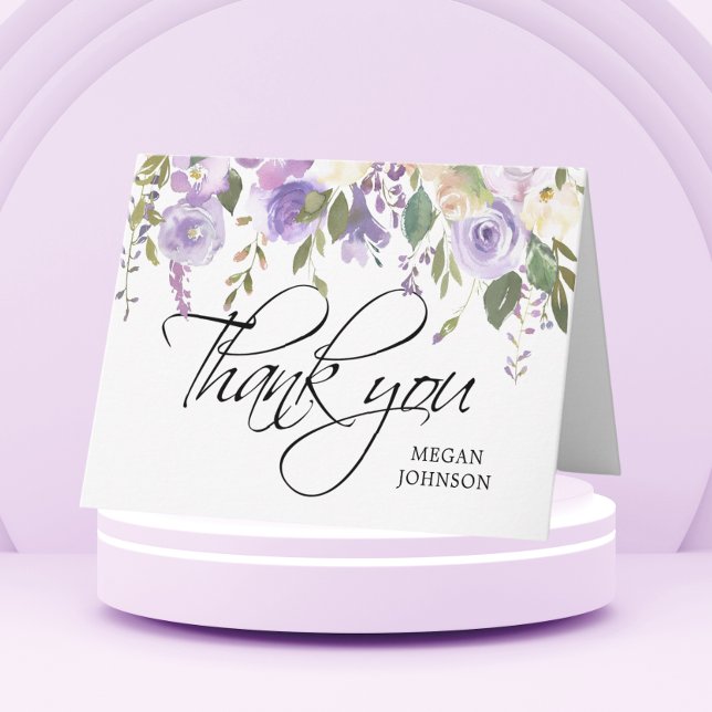 Watercolor Floral Lilac Bridal WEDDING Thank You (Creator Uploaded)