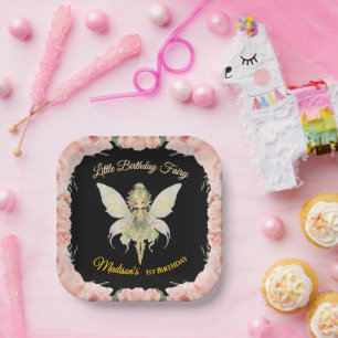 Watercolor Floral Little Fairy Birthday  Paper Plate