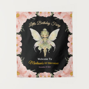 Watercolor Floral Little Fairy Birthday  Tapestry