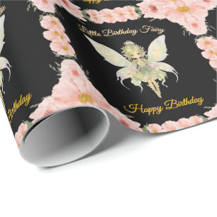 Watercolor Floral Little Fairy Birthday Wrapping Paper