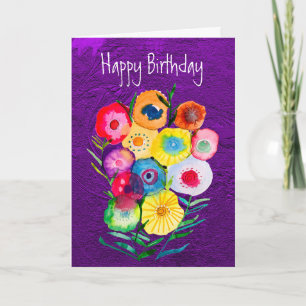 Watercolor floral lolly flowers card