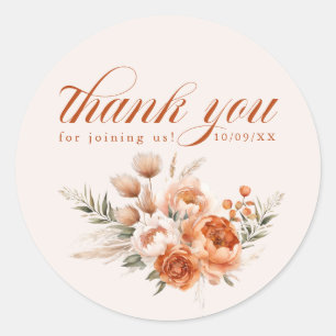 Watercolor Floral Love Is In Bloom Thank You Classic Round Sticker