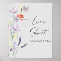 Watercolor floral love is sweet take a treat poste