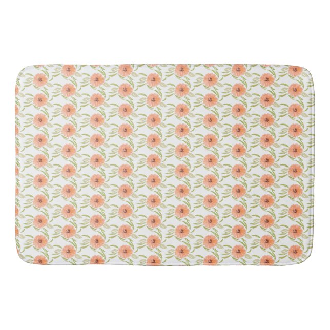 Watercolor Floral Meadow Blooms Wildflower Bath Mat (Front)