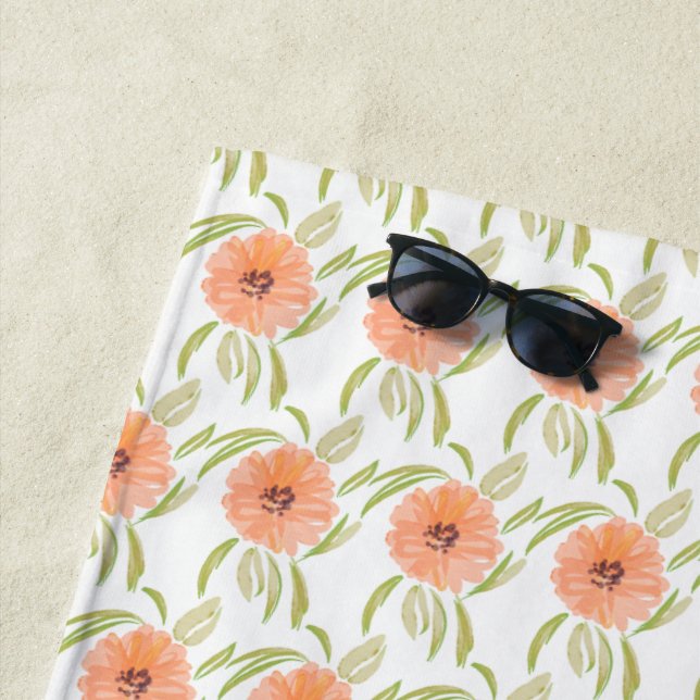Watercolor Floral Meadow Blooms Wildflower Beach Towel (In Situ)