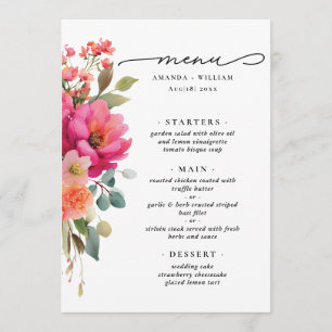 Watercolor Floral Menu