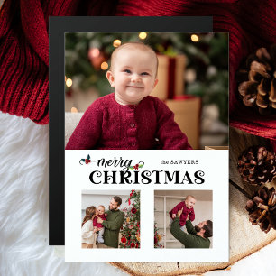 Watercolor Floral Merry Christmas Script 3-Photo