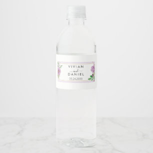 Watercolor Floral, Minimalist Wedding Water  Bottle Label
