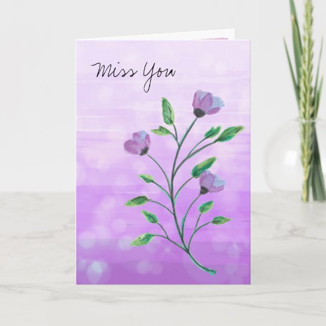 Watercolor Floral Miss You, Lets Catch Up Card (Front)