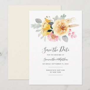 Watercolor Floral Modern Botanical Script Save The Date