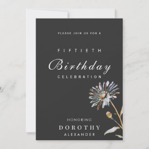 Watercolor Floral Modern Elegant Adult Birthday Invitation
