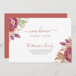 Watercolor floral modern elegant moving announcement