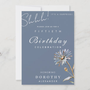 Watercolor Floral Modern Elegant Surprise Birthday Invitation