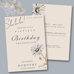 Watercolor Floral Modern Elegant Surprise Birthday Invitation