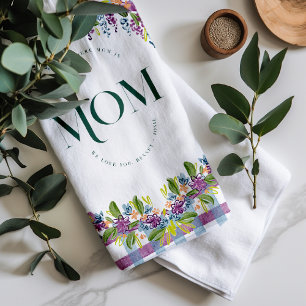 Watercolor Floral Mom Personalized Tea Towel