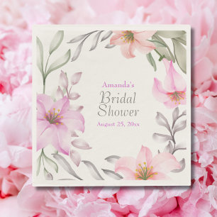 Watercolor Floral Monogram Bridal Shower Napkin