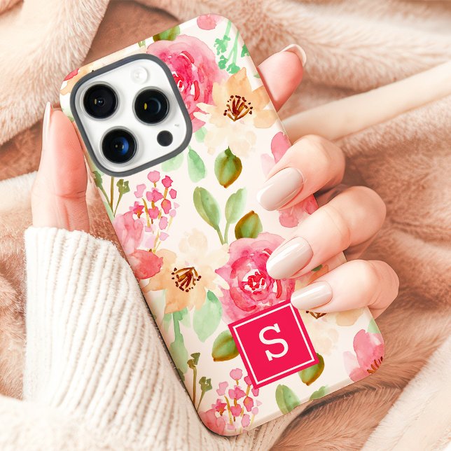 Watercolor Floral Monogram Case-Mate iPhone Case (Creator Uploaded)