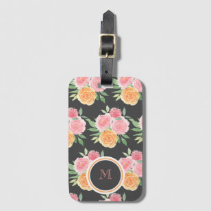 Watercolor Floral Monogram Luggage Tag